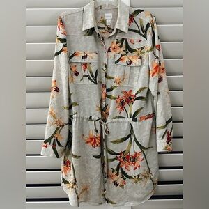 Chico’s Spring Lily Utility Tunic Shirt Size L/12